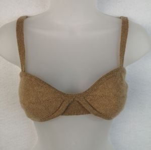 KHAITE Eda 100% Cashmere Soft Cup Bralette Bra Crop Top Size M Camel